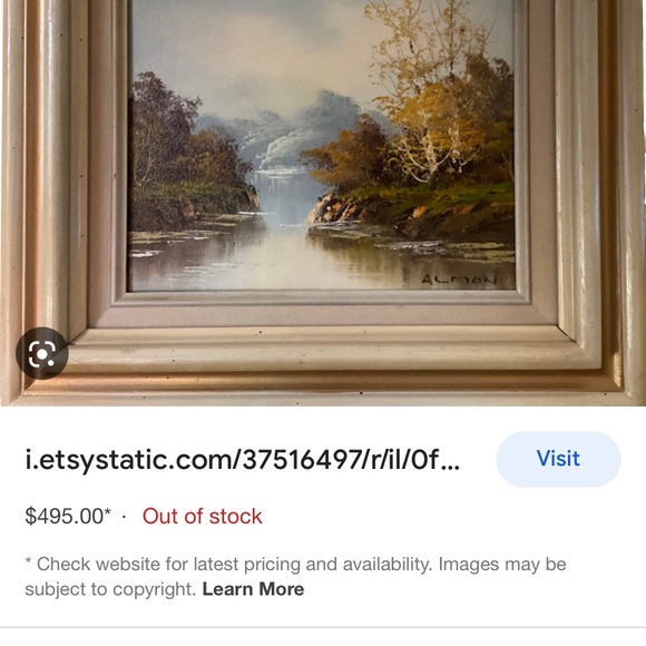 Rare Almon Baldwin(?) Signed Oil Painting Landscape Mountain Lake Nature - Picture 10 of 10